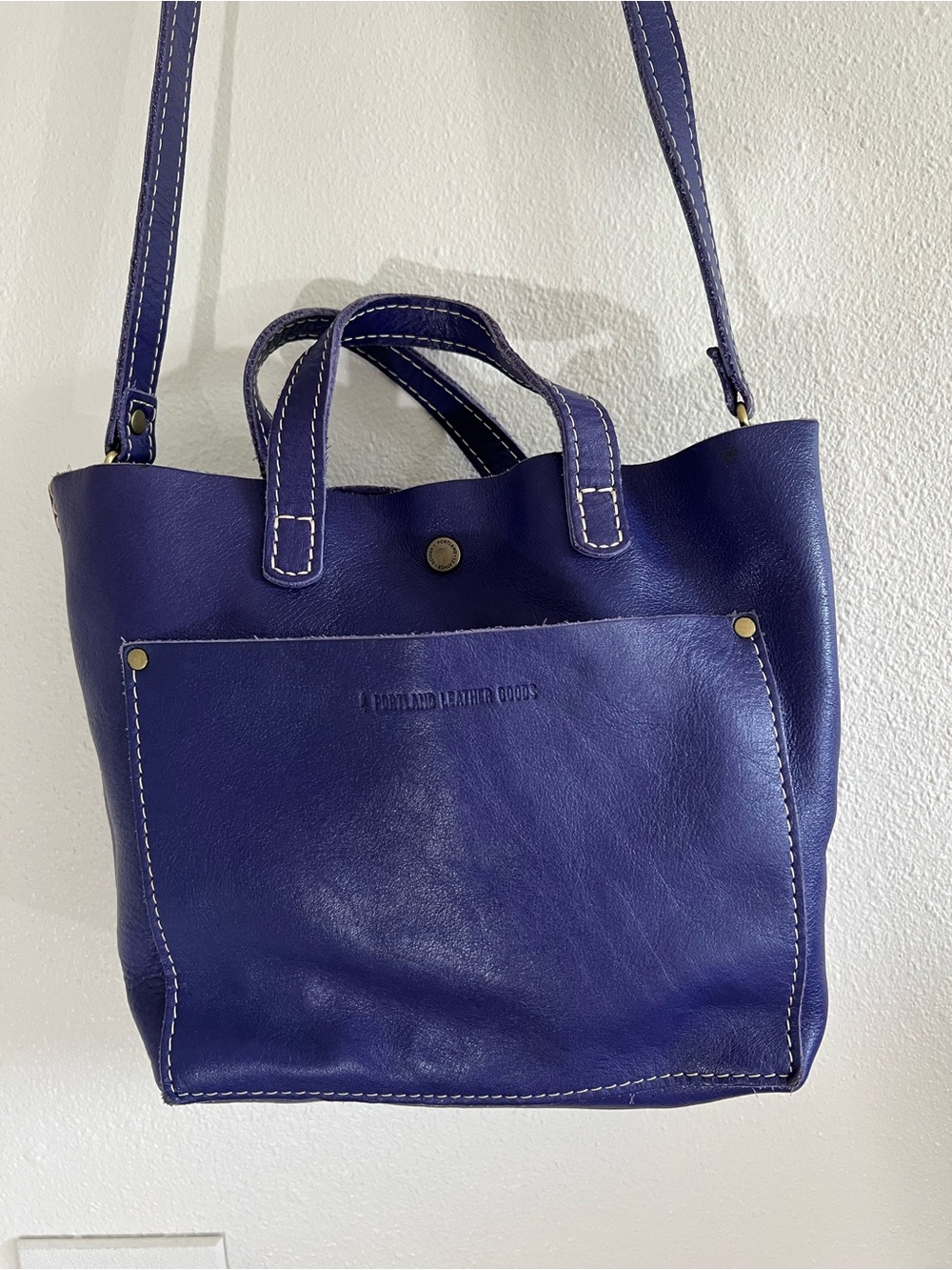 Portland Leather Violet Leather Tote with Snap Closure